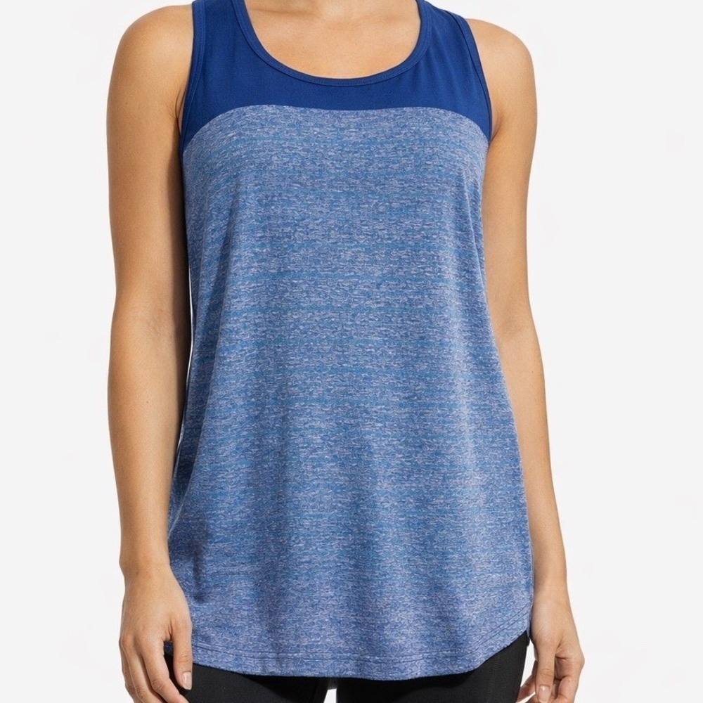 Danskin Now Womens Blue Heather Space Dye‎ Racerback Active Tank Top XL 16-18